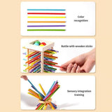 Wooden Stick Game, Montessori Board Game with 36 Colorful Sticks, 3-in-1 Ball and Stick Dexterity V1366-AZ2-W-10706