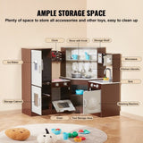 VEVOR Kitchen Playset Kids Pretend Cooking Play Toy 24 Piece Accessories Brown V952-ZTCFWJTZZJSMU245GV9