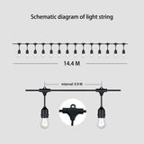 15M Plug Festoon String Lights Kits Globe Outdoor Christmas Party Garden V255-15B15M-PLUG