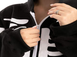 Unisex Skeleton Onesie Pajamas Plush Skeleton Jumpsuit Zipper Halloween Hoodie Pajamas for Adults V1188-SUU68-01310-2