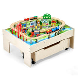 VEVOR Train Table 100 PCS Wooden Kids Activity Table with Rolling Storage Drawer V952-CGKHCZ312513ALK2I001V0