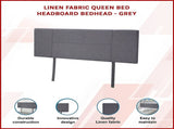 Linen Fabric Queen Bed Headboard Bedhead - Grey V63-800777