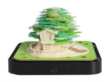 Green Tree House Blossom 3D Paper Sculpture Night Light with Memo Pad, Black Base - Elegant Gift Set V888-ELOSUNG11395
