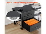 Mobile Metal File Cabinet with 3 Fabric Drawers and 2 Open Shelves Black V952-JSHXWJGJTMZWYX3KK001V0