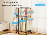 White single layer 360&deg Rotating Portable Garment Rack - Heavy Duty Rolling Clothes Stand with V888-ELOSUNG34606
