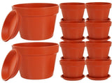10 sets of unbranded imitation ceramic plastic flower with drainage containers and clay flower V1366-AZ2-W-13425