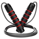5 PCS Black-red Adjustable Steel Wire Speed Jump Rope Set - Professional Fitness Rope with Ball V888-ELOSUNG38171