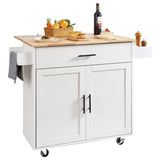 VEVOR Kitchen Island Cart with Solid Wood Top, 900mm Width Mobile Carts with Storage Cabinet, V952-YDKCFDXJMDB12OVNIV0
