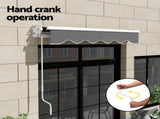 Instahut Retractable Folding Arm Awning Manual Sunshade 2Mx1.5M Grey AWN-B-ARM-20X15-GREY