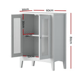 Artiss Bathroom Storage Cabinet 80cm Buffet Sideboard Floor Cupboard Toilet Glass White FURNI-C-BATH-CAB01-WH