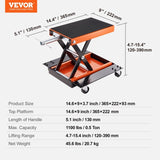 VEVOR Motorcycle Lift ATV Scissor Jack Dolly 1100 lbs Wide Deck & Hand Crank V952-MTCSJJCSB1100F505V0