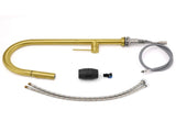Brushed Gold Round Pull Out 2 Modes Spray Spout Kitchen Sink Tap Laundry Mixer V1233-KRD512BG