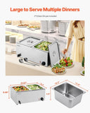 Commercial Food Warmer, 2-Pan Electric Steam Table, 1200W Professional Countertop Stainless Steel V952-SYSPBWQPTK21AMZ4ZV3