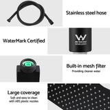 10'' Rain Shower Head Set Handheld Square High Pressure Black SHOWER-B2-SQ-10-BK