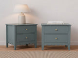 Artiss 2X Bedside Table 2 Drawers Bedroom Storage Nightstand Green FURNI-G-BS-01-GNX2