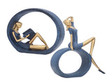 2pcs Reading Woman Sculpture Yoga Girl Statue Resin Hand Crafted Vivid Shape Resin Decoration for V1294-YM0715-3115220051711