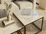 Interior Ave - Ciest Square Nested Coffee Table Set - White Marble Stone V355-IA-CT15-MB