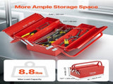 Metal Tool Box, 14-inch, 2-Tier 3-Tray Portable Folding Tool Chest Organizer with Handle & Lock V952-FDSBXSGJX14I7NN0BV0