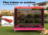 Everfit Kids 4.5FT Trampoline Rectangle Rebounder with Basketball Hoop Pink TRAMPO-TD-3IN1-PK