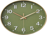 30 cm Modern Green Wall Clock with Rose Gold Frame, Silent Analog Quartz Movement V1188-MS-731-032