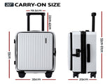Wanderlite 20" Luggage Suitcase Front Pocket Travel Carry On Dual TSA White LUG-ABS-POK-20-WH
