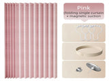 120 X 180 CM Pink Linen-Look Dust Drill-Free Pull-Curtain - Folding Doorless Closet Divider with V888-ELOSUNG42730