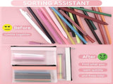 16PCS Clear Pencil, Pencil Case,Pen Holder with Zipper for Kids, Clear Travel, Pencil V1259-DP01-F-95
