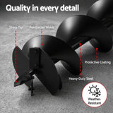 Giantz Post Hole Digger Auger Drill Bit Set 100mm 200mm 300mm Carbon Steel Black DI-AUG-BLD-N-KIT