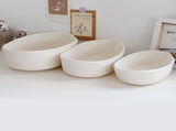 3 Pcs Desktop Storage Basket Oval Organizer Container Cotton Rope Hand Woven for Makeup Snacks White V1294-YM0626-3117220295311