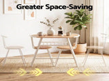 Artiss Oval Dining Table Set 3PC Space-Saving Bistro Kitchen Storage Wine Rack Natural White DSET-D-OVAL-WD