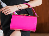 Women'S Evening Clutch Patent Leather Handbag Shiny Hand-Held Bag Hard-Shell - Rose - Size 18-13-14 V1347-DSZ-001-001-ROS-18-13-14