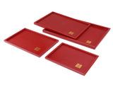 4Pcs Serving Tray Chinese Style Red Wedding Tea Coffee Snack Plate Wooden Fruit Candy Salver Square V1294-YM0703-3118230136212