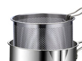 Stainless Steel Deep Fryer Pan Durable Portable Mini Long Handle Fryer Pan with Strainer for Home V1294-YM0901-3118230225111