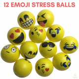 12 EMOJI FACE STRESS BALLS Hand Relief Squeeze Tension Reliever Soft Smiley 70mm V563-EMOJI-STRESSBALLS-1PK