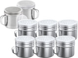 10 oz Stainless Steel Salt Pepper Dredge Shakers 2-pcs 10 oz Powdered Sugar Shakers V1259-DP01-F-523