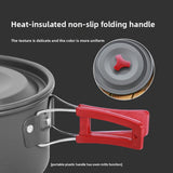 Portable Camping Cookware Set for 3-5 People Aluminum Kettle Pot Frying Pan Mess Kit with Folding V888-ELOSUNG40916