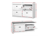 Artiss Shoe Cabinet Bench Set Flip Drawer Hallway Living Room White FUR-S-SHOE-BEN-WH