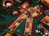 4 Pcs 10 x 18 Inch Christmas Buffalo Plaid LED Wreath Bow, Burlap Red Black Truck Pattern Lighted V1259-DP01-A-4847