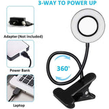7W USB Clip Desk Lamp 48 LEDs 3 Colors 10 Brightness Levels Black V1188-MS-527-014