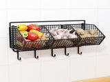 Black Kitchen Wall Hanging Storage Basket, Stackable Kitchen Counter Fruit Organizer, Wire Baskets V1192-AZ-W-29626