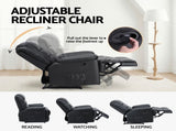 Artiss Manual Recliner Chair Leather Reclining Sofa with 16color Led Black RECLINER-A8-LED-BK-AB