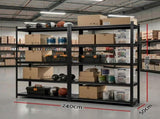 Giantz Garage Shelving 2.4X1.8m Warehouse Rack Storage Shelves Workshop Racks Steel WR-F-12050-180BKX2