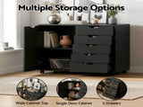 Artiss Mobile Filing Cabinet 5 Drawer with Door Modern Storage Cabinet Printer Stand FURNI-Q-FC-5D-BK