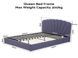 Artiss Queen Bed Frame with Lift Up Storage and USB Ports Grey BFRAME-G-FLORA-Q-GY-ABC