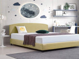 Linen Fabric King Bed Curved Headboard Bedhead - Sulfur Yellow V63-839881