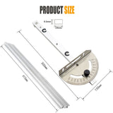 Stainless Steel & Aluminum Woodworking Angle Gauge with Laser-Etched Dial, Miter Guide Rail and V1341-ZY-6YRDSPGR-250MMA