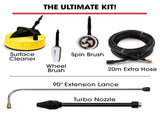 Jet-USA RX550 Electric High Pressure Washer 3500PSI Ultimate Pack, 5 Nozzles, Spin & Wheel Brush, V219-PRWELC550USAACAB