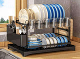 Dish Drying Rack for Countertop Aluminum 2 Tier Dish Rack with Drainboard and Utensil Holder for V1294-YM0710-3118230365911