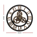 Artiss 60cm Wall Clock Large Retro Roman Numerals Brown WC-MDF-182060-BK