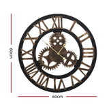 Artiss 60cm Wall Clock Large Retro Roman Numerals Brown WC-MDF-182060-BK